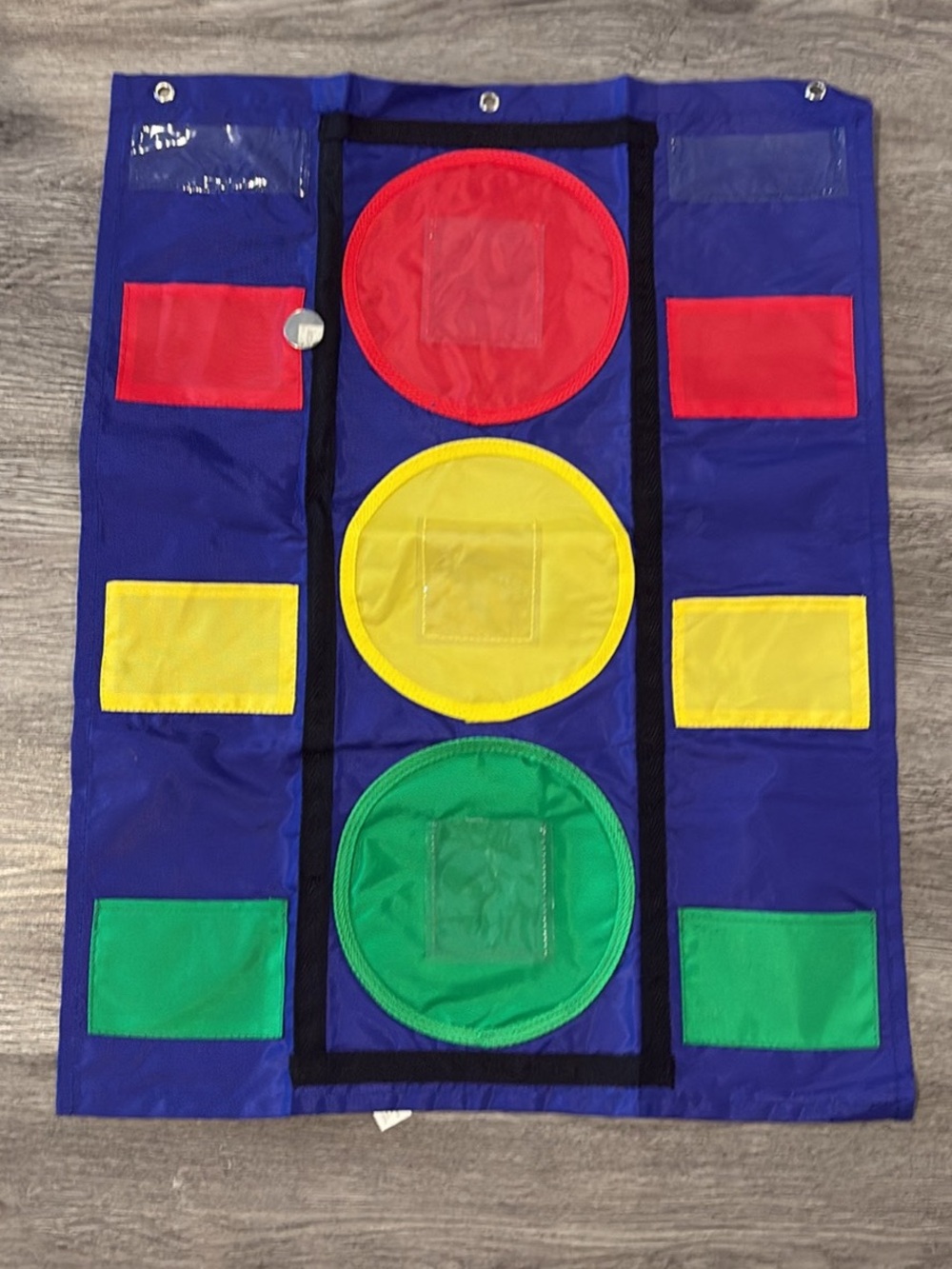 Kids Traffic Light Activity Wall Organizer - Blue with Red Yellow Green Pockets